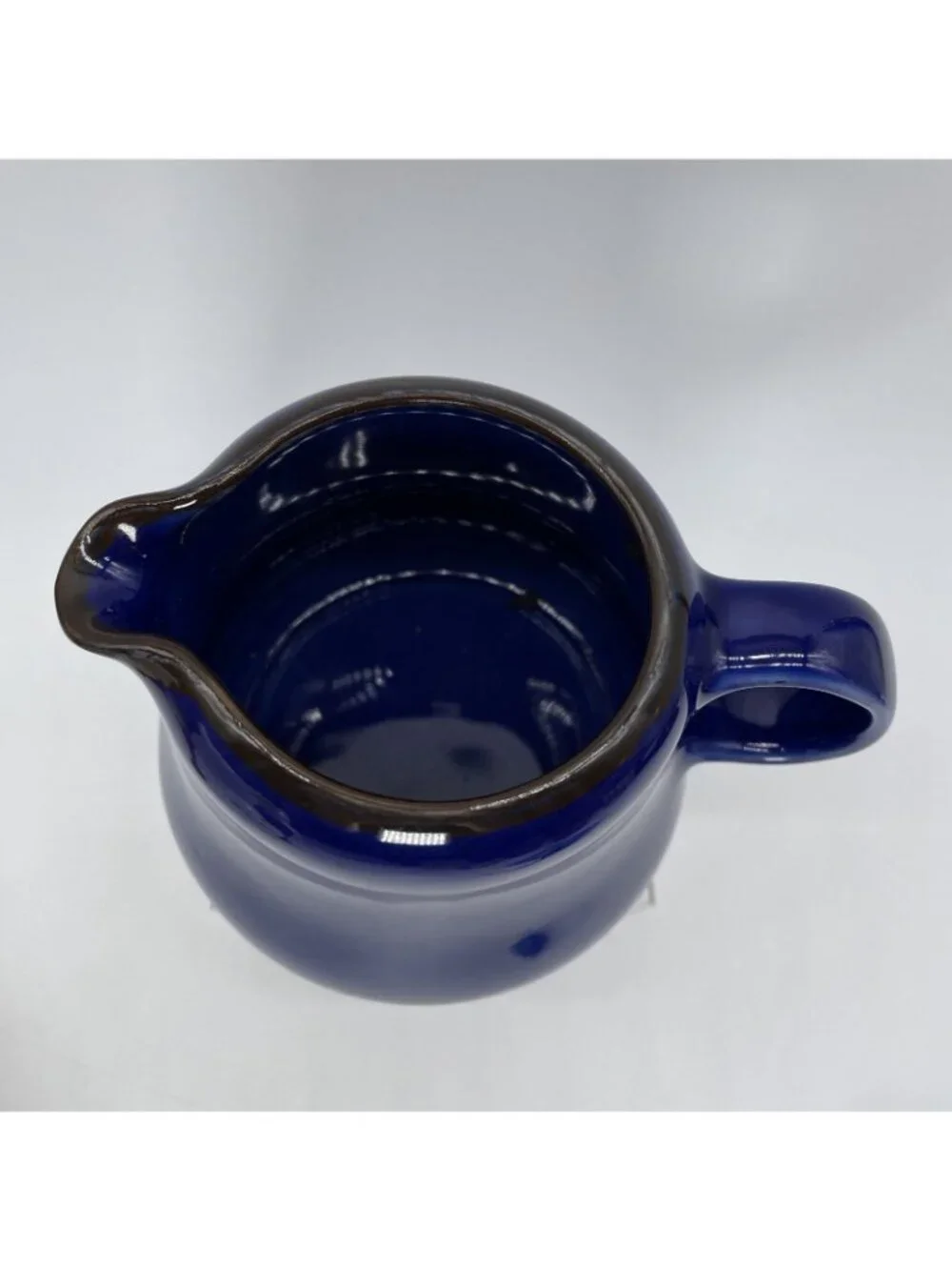 IKEA Fargrik Dark Blue Speckled Brown Rim 4” Pitcher Jug Creamer 15199